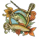 fishing rod, dad memorial tattoo design idea