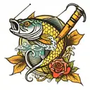 fishing rod, dad memorial tattoo design idea