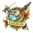 fishing rod, dad memorial tattoo design idea