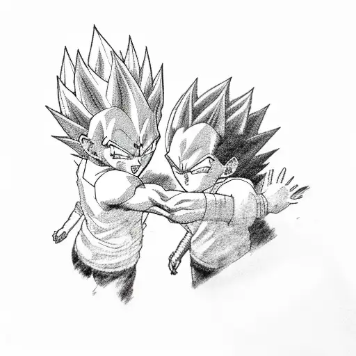 majin vegeta fist bumping itachi tattoo design idea