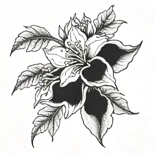 chaconia flower growing tattoo design idea