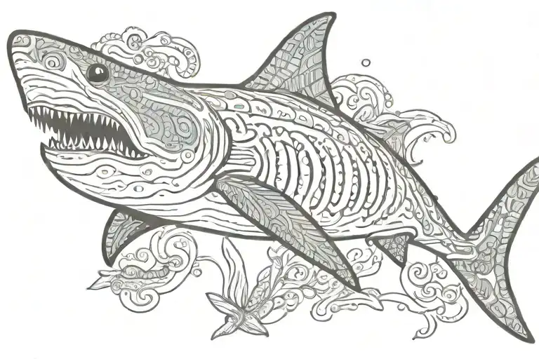 indigenous shark tattoo design idea