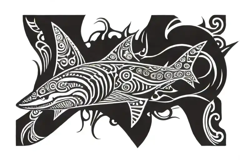 indigenous shark tattoo design idea