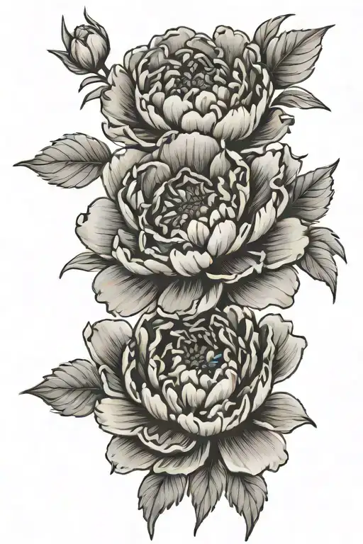 peony bold tattoo design idea