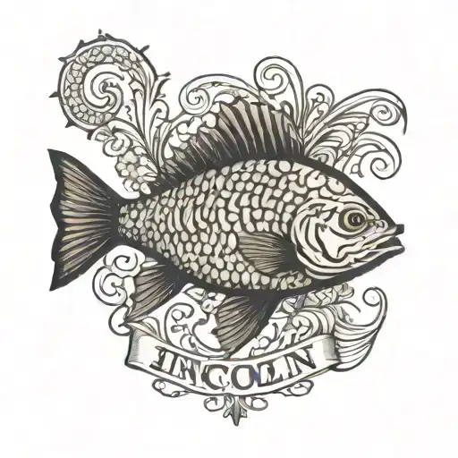 the word Lincoln spelled to look like a fish tattoo design idea