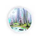 full Moon Forest River tattoo design idea