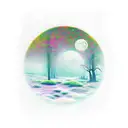 full Moon Forest River tattoo design idea