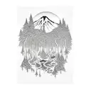 full Moon Forest River tattoo design idea