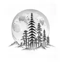 full Moon Forest River tattoo design idea