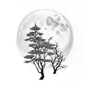 full Moon Forest River tattoo design idea