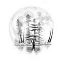 full Moon Forest River tattoo design idea