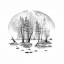 full Moon Forest River tattoo design idea