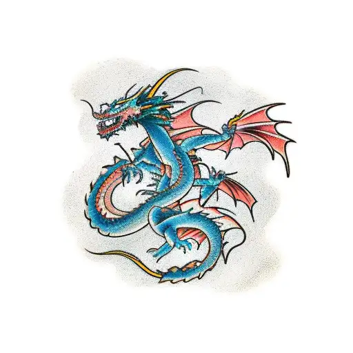 two dragons twisting around each other tattoo design idea
