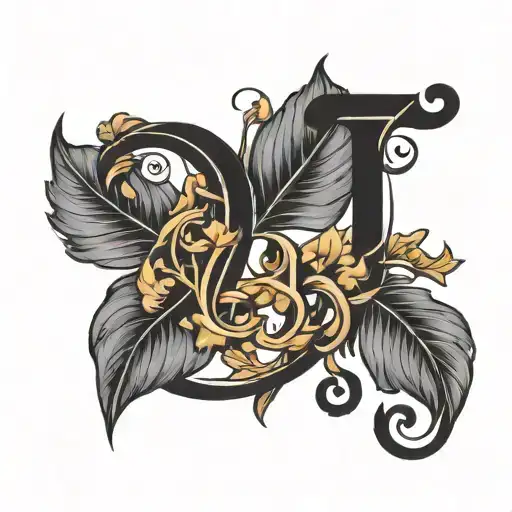 jk initial leaf desing black tattoo design idea