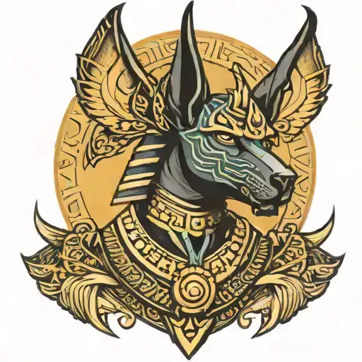 Anubis, the Egyptian god of death, depicted in a neotraditional style tattoo tattoo design idea