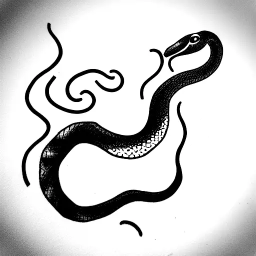 striking Snake on fire tattoo design idea