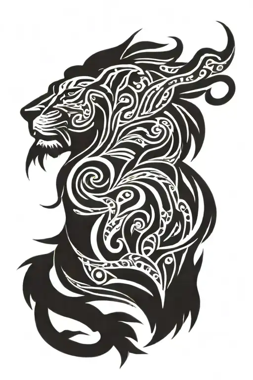 lion roaring tattoo design idea