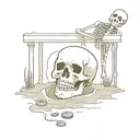 skeleton comes out a grave with a money blindfold tattoo design idea