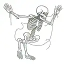 skeleton comes out a grave with a money blindfold tattoo design idea