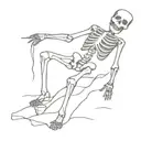 skeleton comes out a grave with a money blindfold tattoo design idea