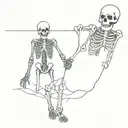 skeleton comes out a grave with a money blindfold tattoo design idea