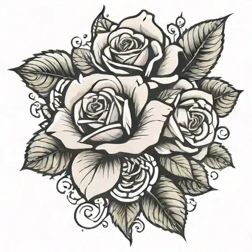rose surrounded by money leafs  tattoo design idea