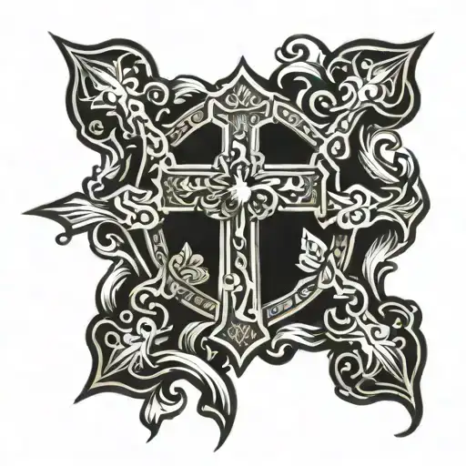 cross with roman numrals in the middle x-viii-mmviii  tattoo design idea