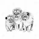 three angry lion cubs tattoo design idea