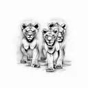 three angry lion cubs tattoo design idea