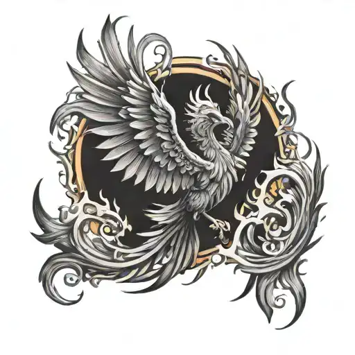 phoenix rising from flames tattoo design idea