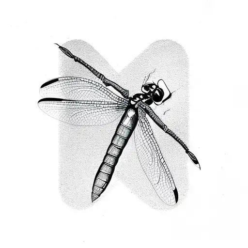 DragonFly with the alphabet letter V  tattoo design idea