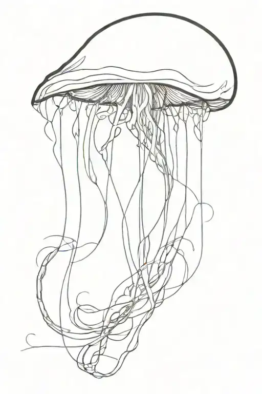 jellyfish tatto: A larger, more defined design with flowing tentacles that follow the natural curves of the ribs. tattoo design idea