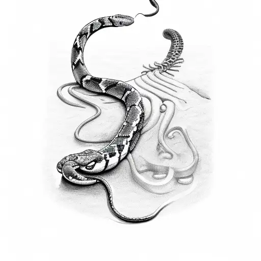 spinal cord with snake going in and out tattoo design idea