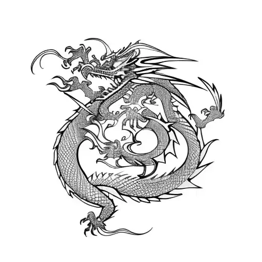 Dragon down the spine tattoo design idea