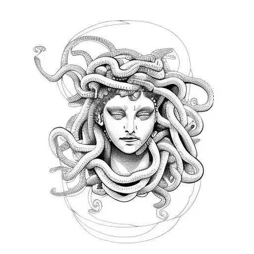 beautiful Medusa crying tattoo design idea