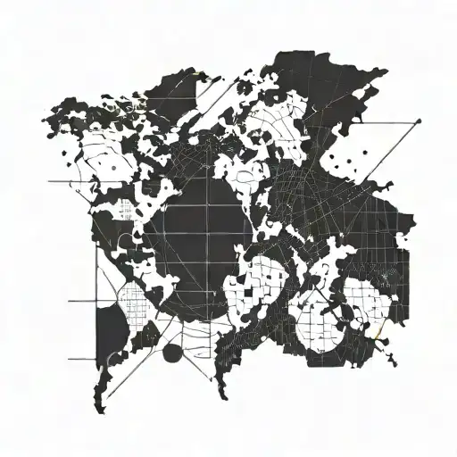 A detailed stock market graph intertwined with a world map, symbolizing the interconnectedness of global trading and travel tattoo design idea