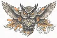 owl with wings spread wide tattoo design idea