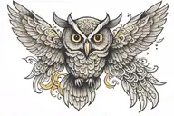 owl with wings spread wide tattoo design idea