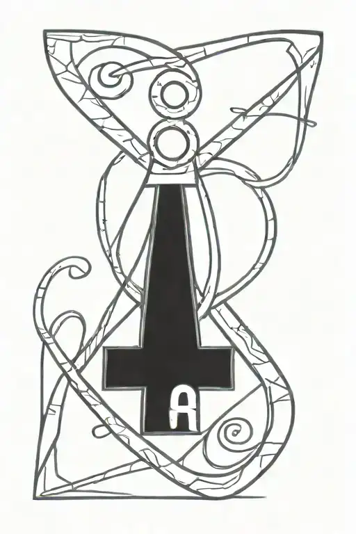 The ankh symbol with the initials W and D in the middle tattoo design idea