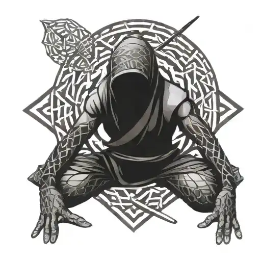 ninja meditation tattoo design idea