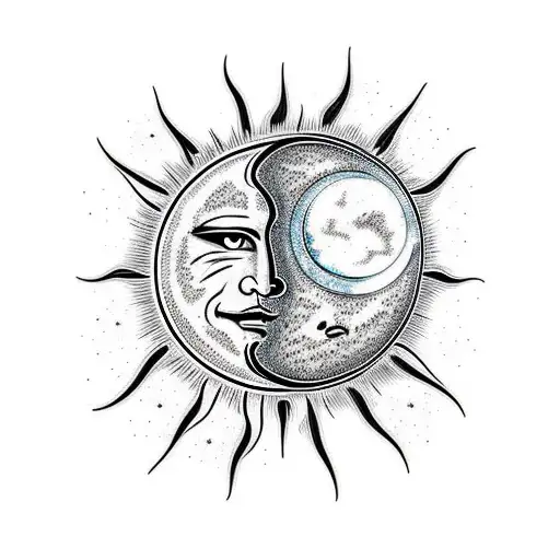 Sun and Moon tattoo design idea