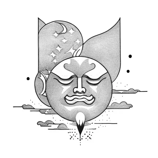 Sun and Moon tattoo design idea