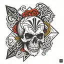 tattoo tatoo design for men uper arm simple black@white geometric pattern skull and bones tattoo design idea