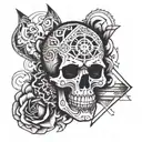 tattoo tatoo design for men uper arm simple black@white geometric pattern skull and bones tattoo design idea