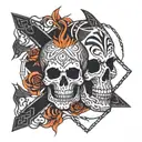 tattoo tatoo design for men uper arm simple black@white geometric pattern skull and bones tattoo design idea