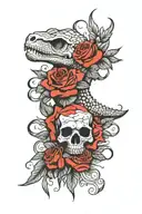 skull and roses with bearded dragon forearm sleeve tattoo design idea