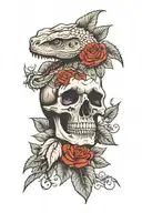 skull and roses with bearded dragon forearm sleeve tattoo design idea
