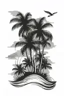 Erika, July, New port beach scene with palm trees tattoo design idea