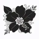 A simple quote in elegant script font surrounded by delicate blackwork floral designs, symbolizing the client's love for motivation quotes tattoo design idea