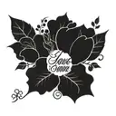 A simple quote in elegant script font surrounded by delicate blackwork floral designs, symbolizing the client's love for motivation quotes tattoo design idea